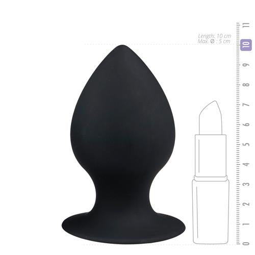 Dop anal din silicon EasyToys, negru, mediu, cu ventuză