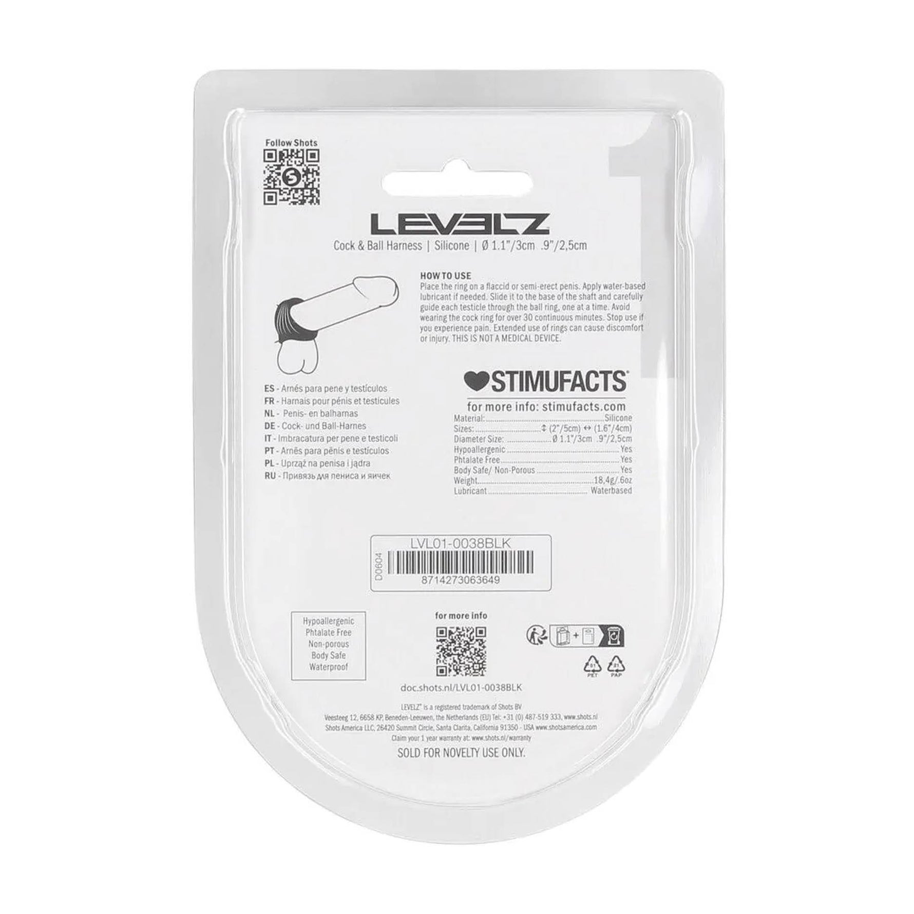 Inel din silicon Levelz pentru penis și testicule, negru, 5 cm