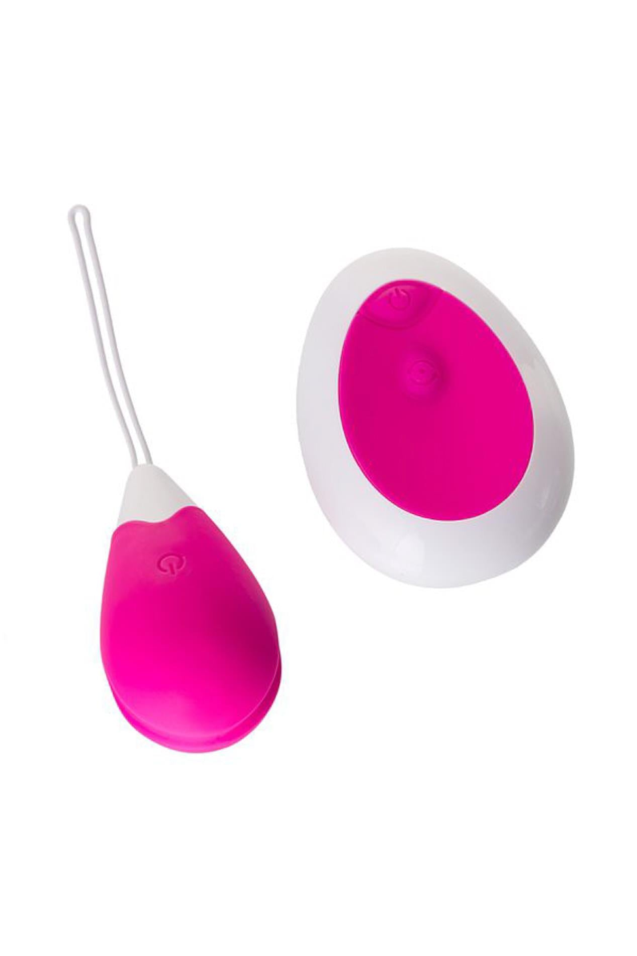 Ou vibrant cu telecomandă din silicon A-Toys roz alb 12 cm