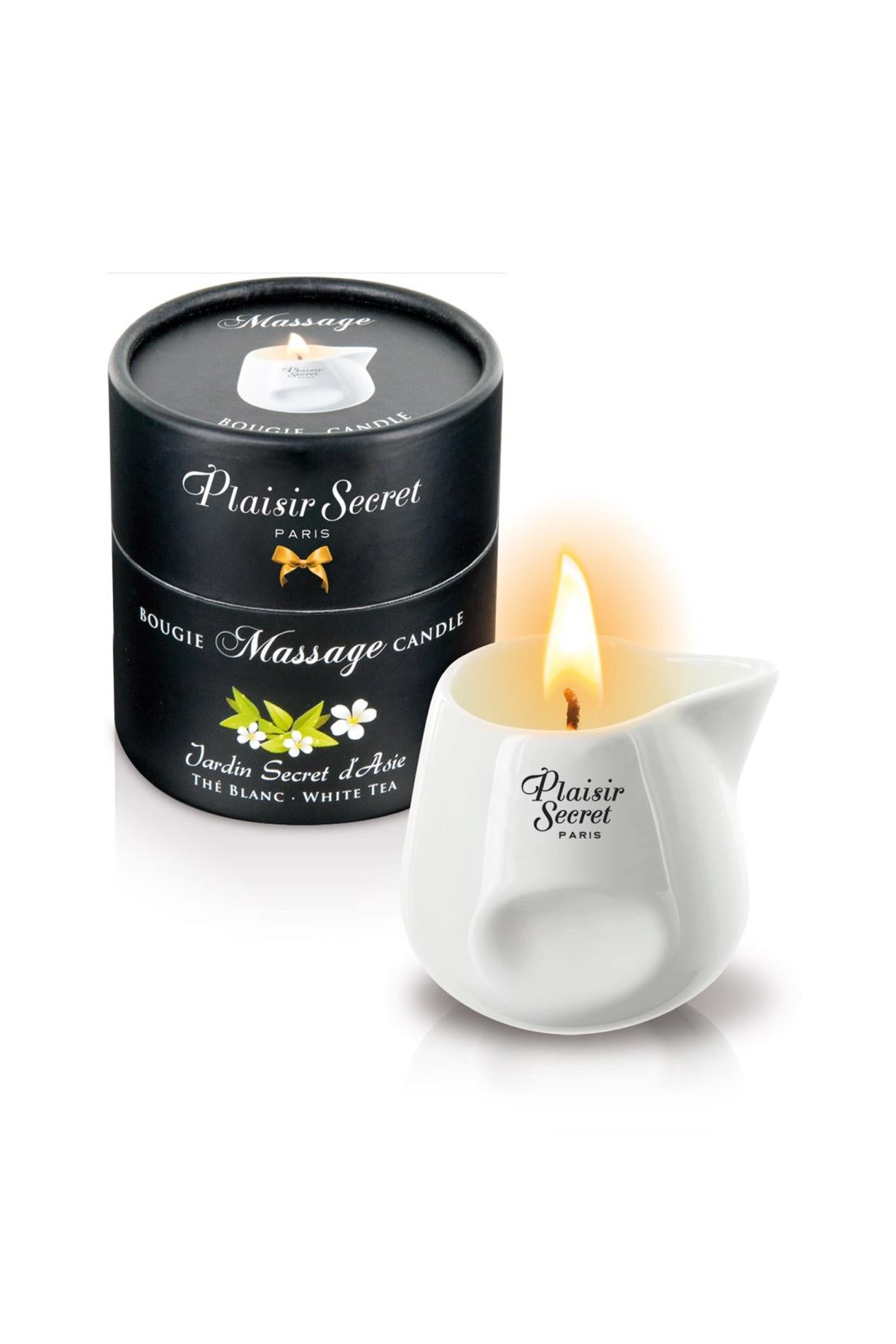 Lumânare de masaj Plaisir Secret cu ceai alb 80 ml