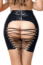 Fustă lucioasă Leanne Wetlook neagră XL