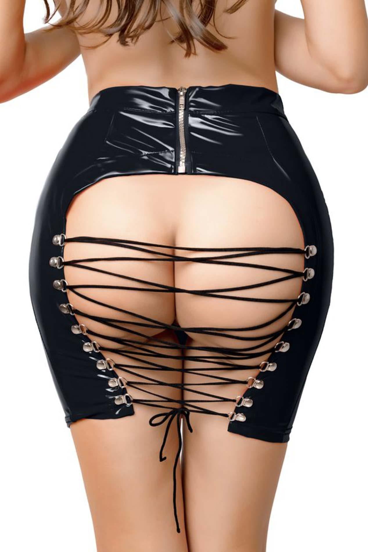 Fustă lucioasă Leanne Wetlook neagră XL