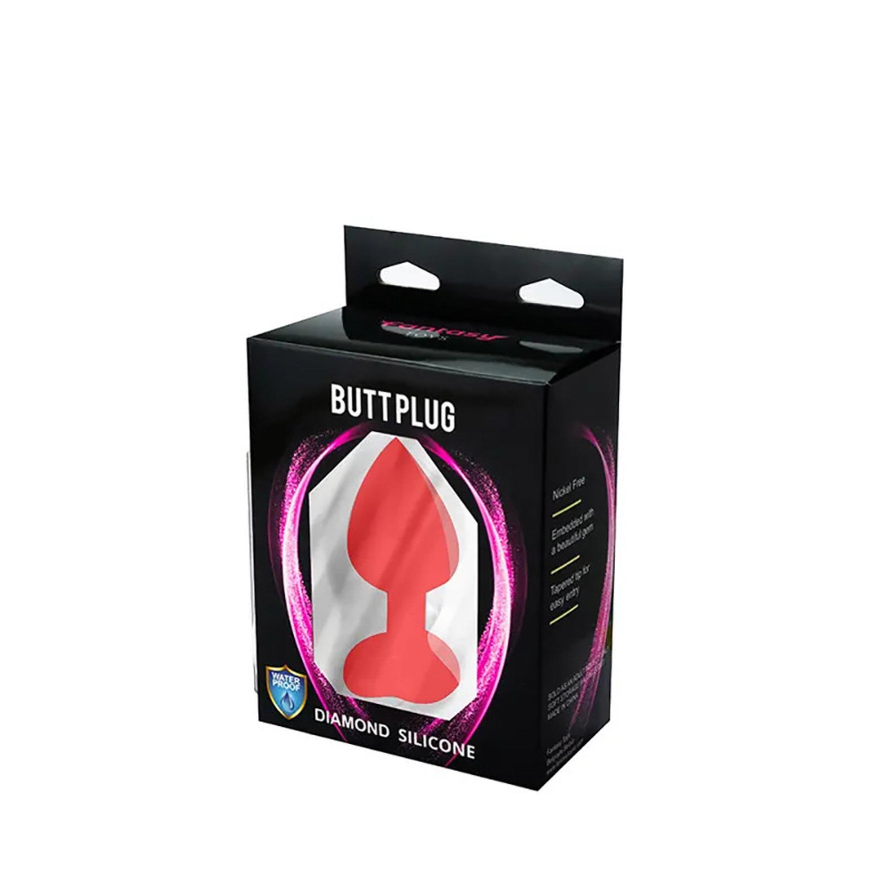 Plug anal din silicon roșu în formă de inimă, mare, cu cristale Fantasy, 9 cm