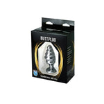 Plug anal Fantasy Ribbed Mediu, argintiu, cu cristal roz