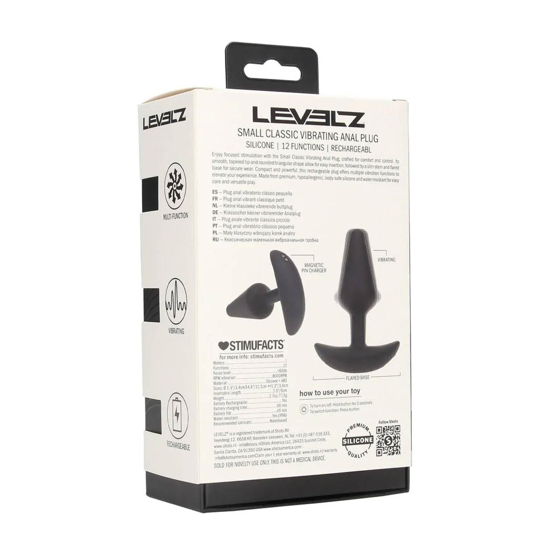 Dop anal vibrant din silicon Levelz S, negru