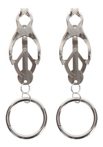 Cleme fluture Taboom cu inel, argintii, 14 cm