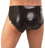 Chiloți din latex cu dildo anal Late X negri M/L 14 cm
