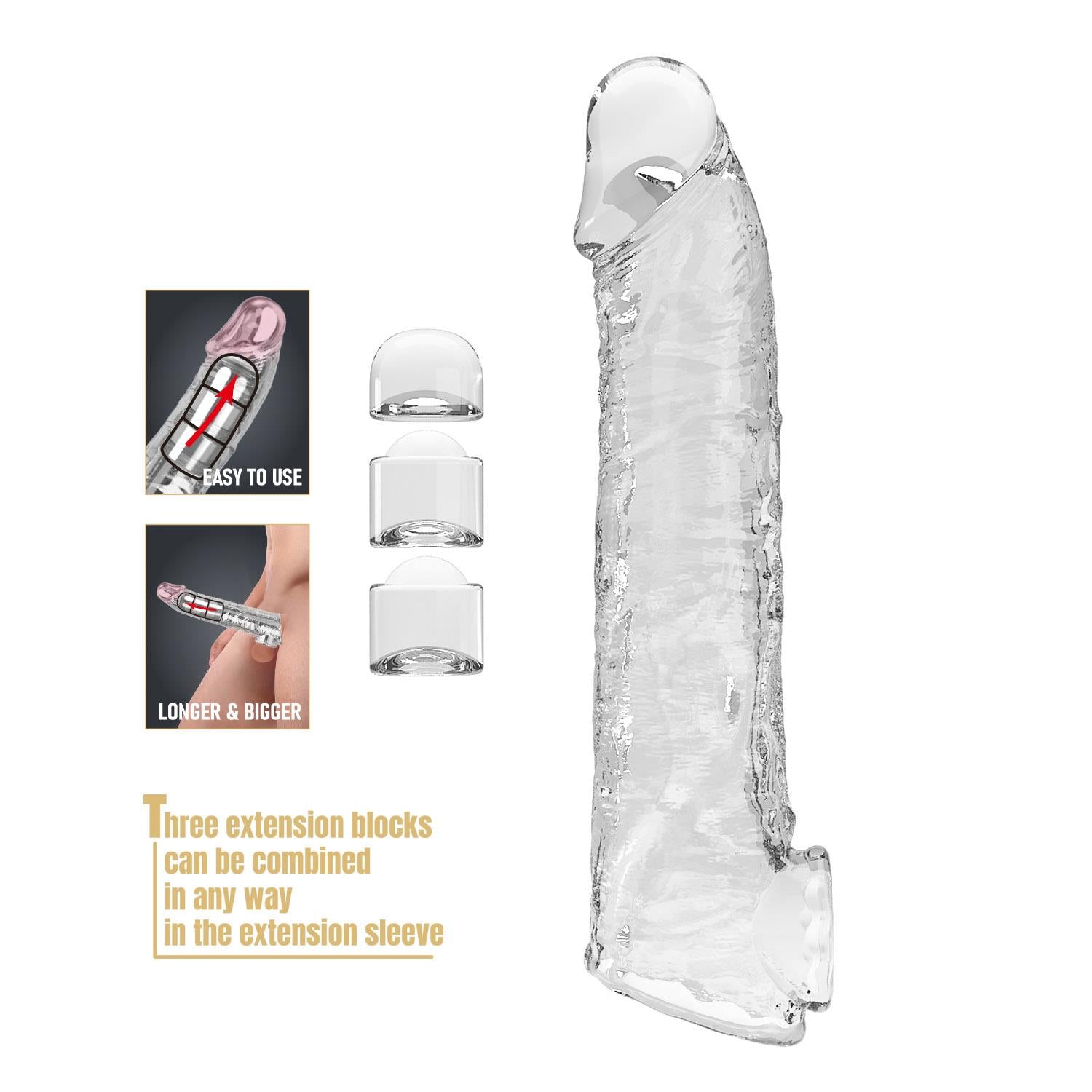 Pretty Love Extensor modular transparent pentru penis 26 cm