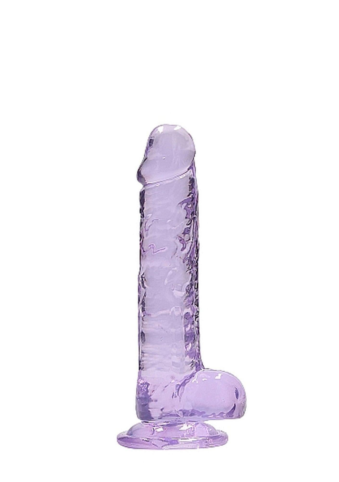 Dildo realist RealRock cu testicule violet 18 cm