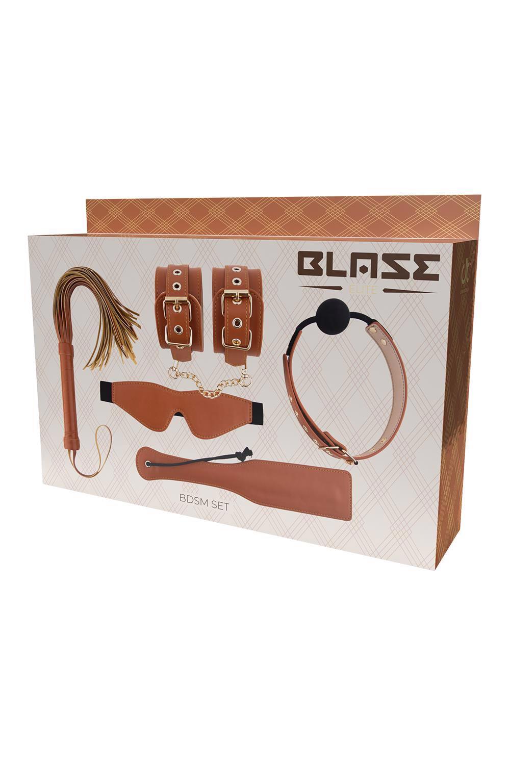 Set BDSM Blaze Elite Dream Toys din piele vegană, culoare coniac