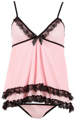 Babydoll cu dantelă Cottelli Lingerie roz M