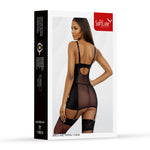 Set rochie și tanga cu efect de piele udă SoftLine negru M