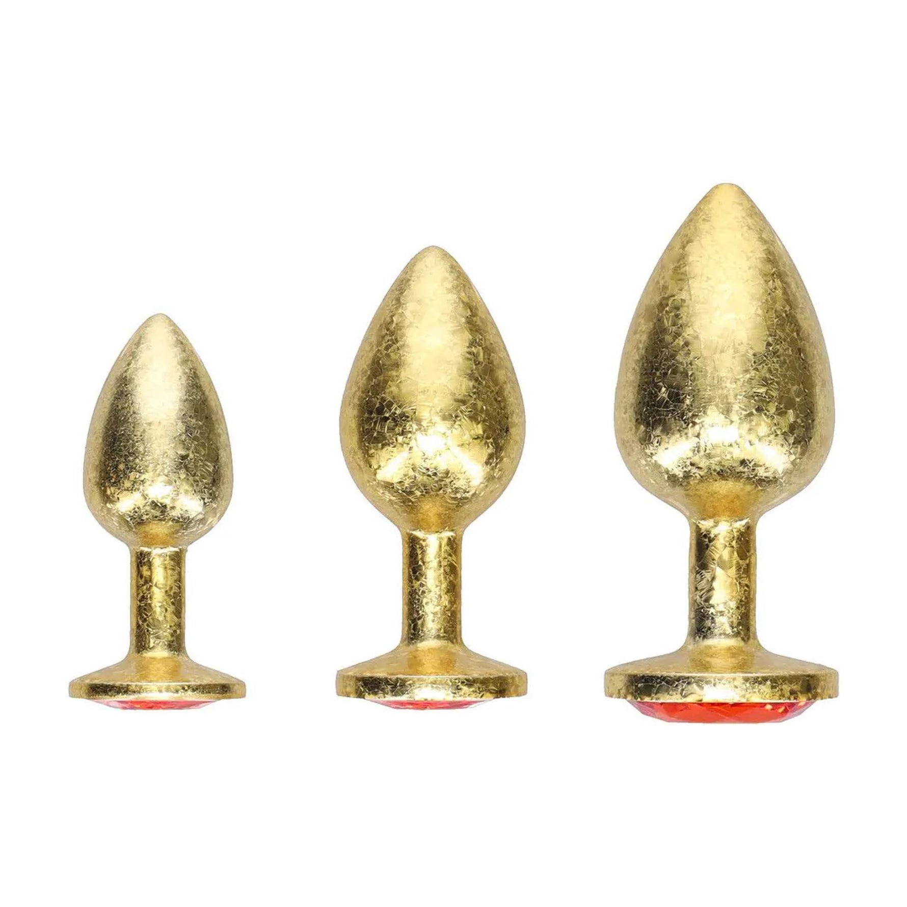 Set de dopuri anale din aluminiu Ouch Gold cu cristale