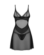 Cămașă de noapte Obsessive Stelisa neagră cu tanga L/XL