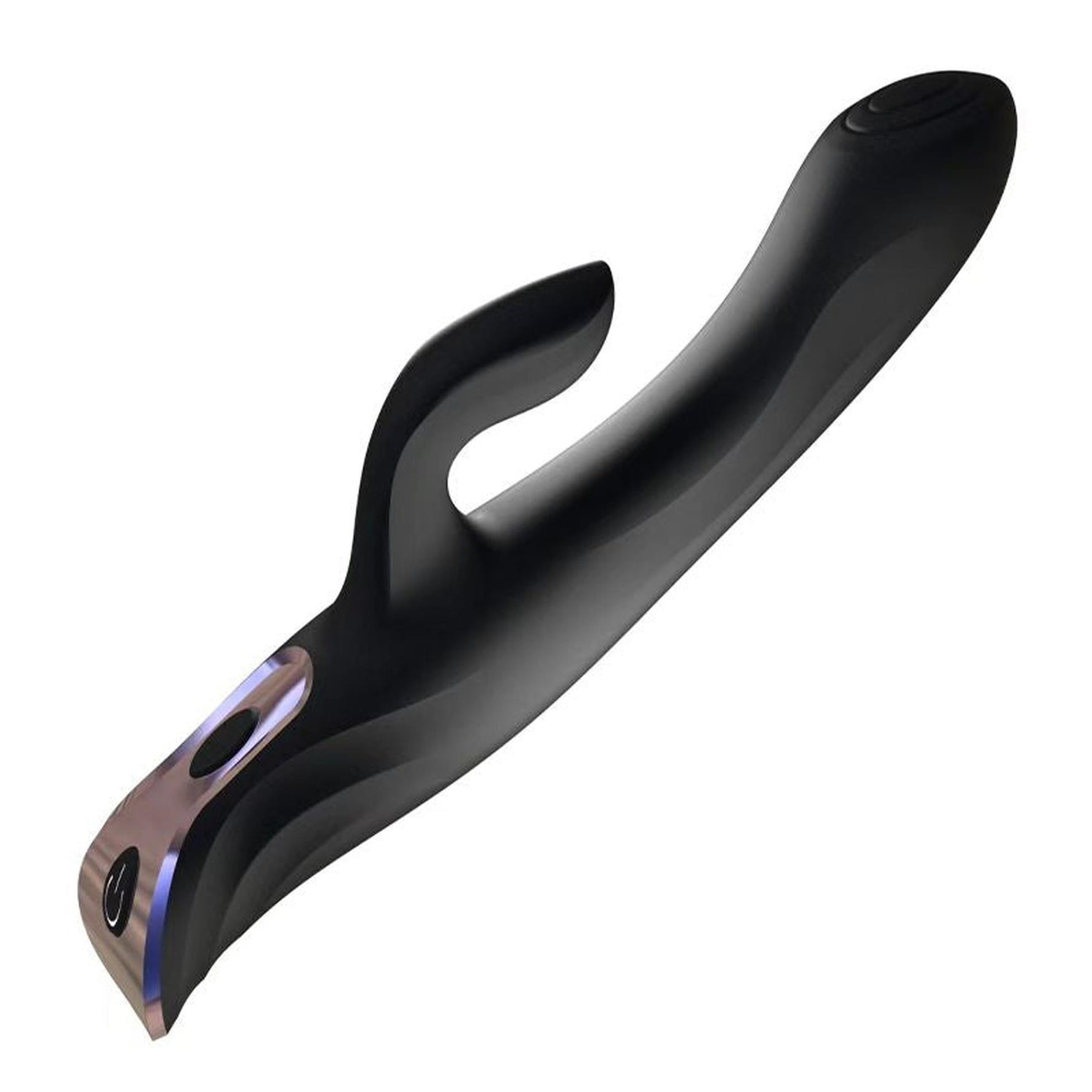 Vibrator Rachel Deluxe Power Escorts Bunny, silicon negru, USB, 23 cm