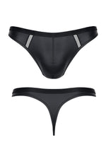 Regnes Fetish Planet tanga bărbătească cu aspect ud și bandă, negru, M