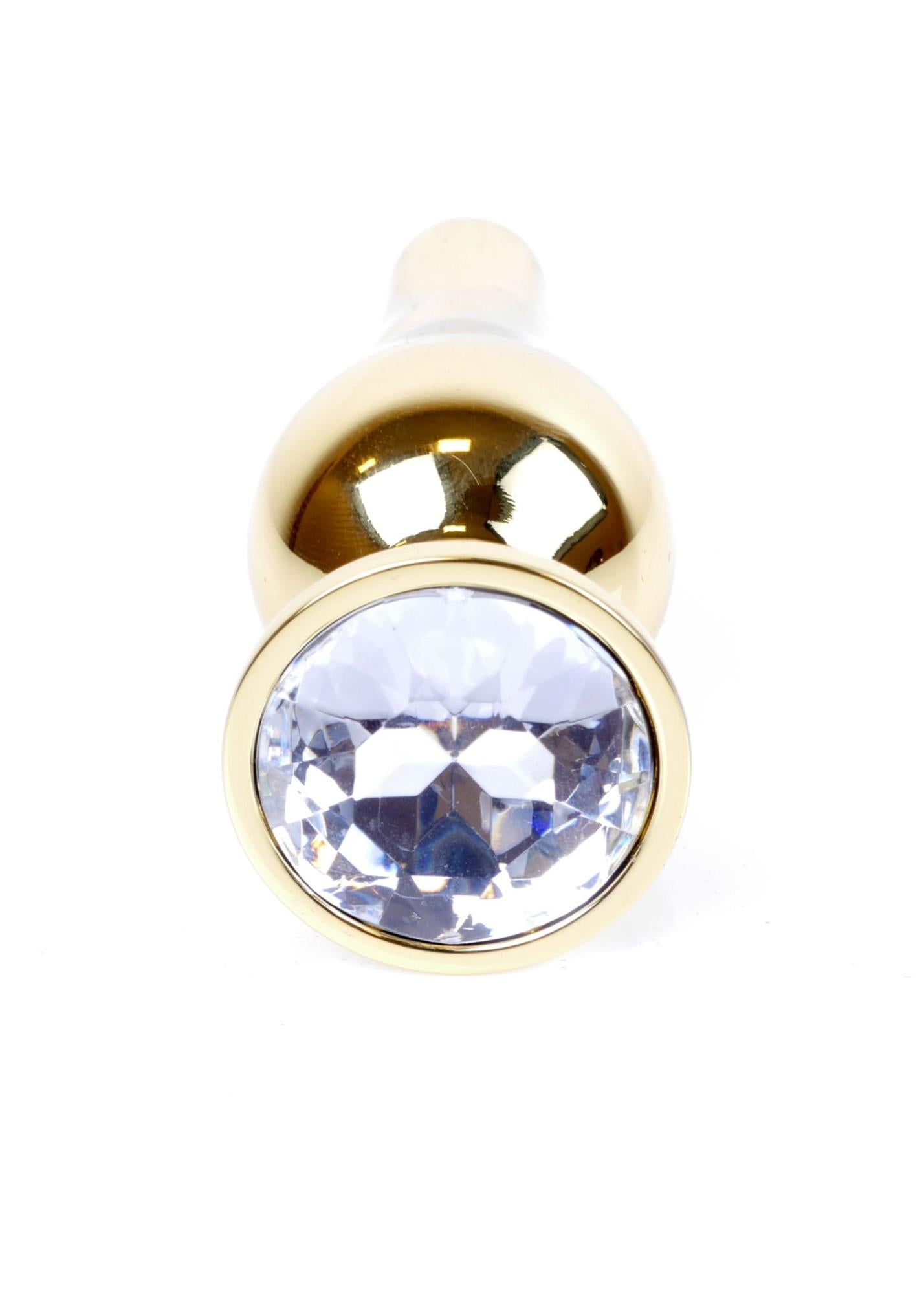 Plug anal din oțel auriu cu diamant MyLove Toys 9,5 cm