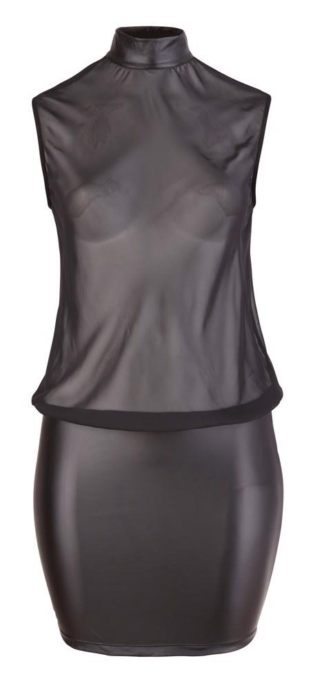 Rochie mini transparentă Cottelli CURVES neagră 4XL