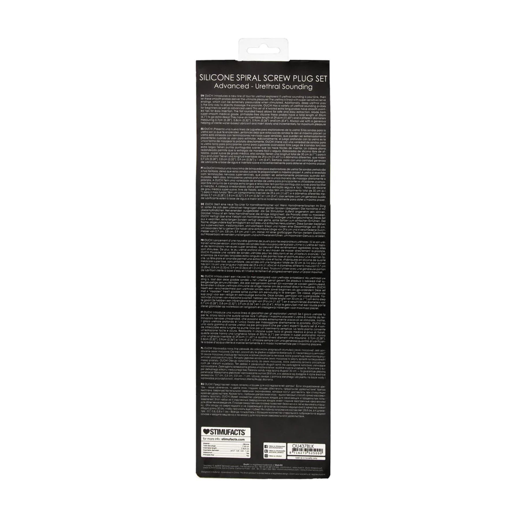 Set de 4 sonde uretrale spiralate din silicon Ouch! 30 cm