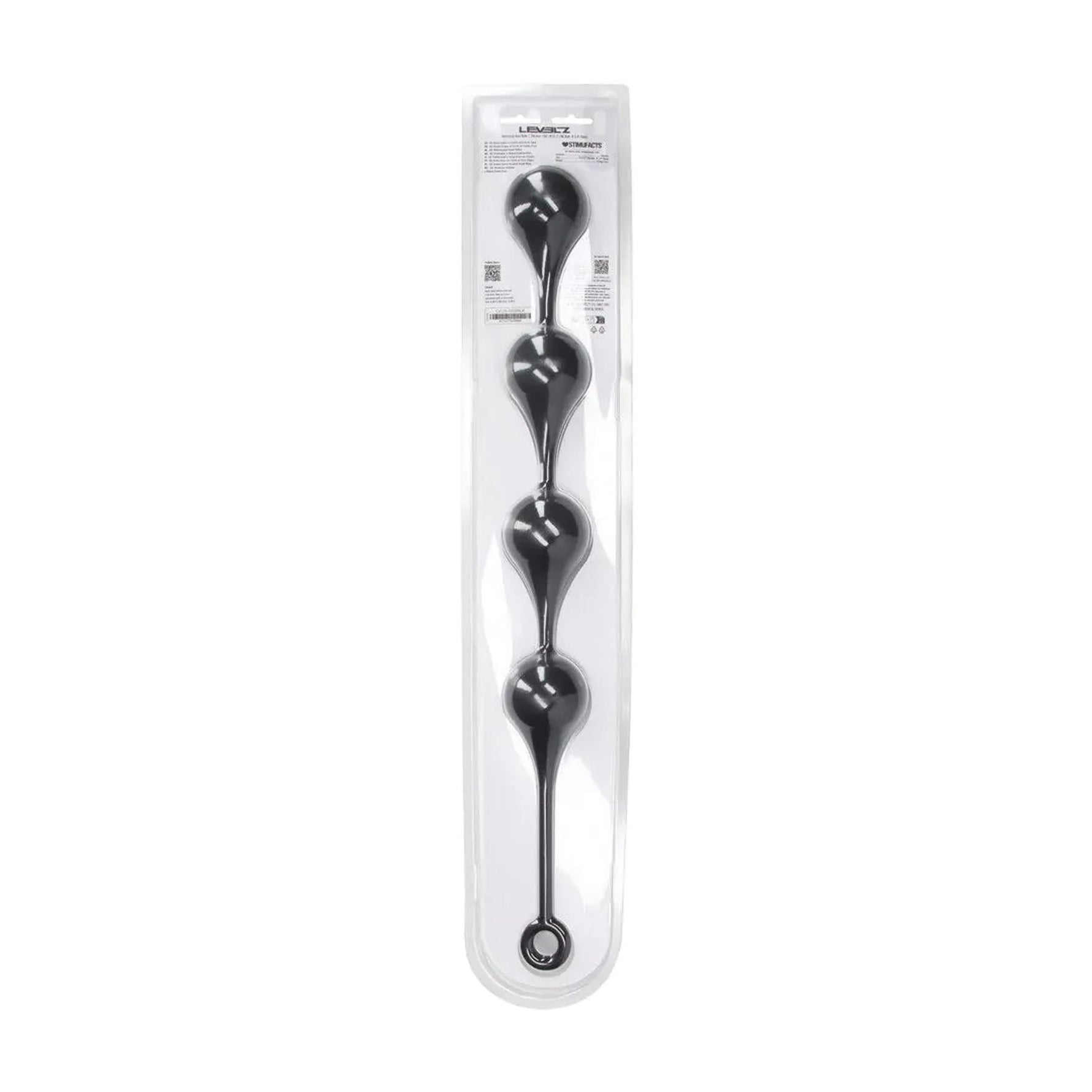 Perle anale Levelz XXL din silicon cu picătură de apă, negre, 57 cm