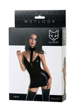 Rochie Ivy Glossy wetlook neagră S