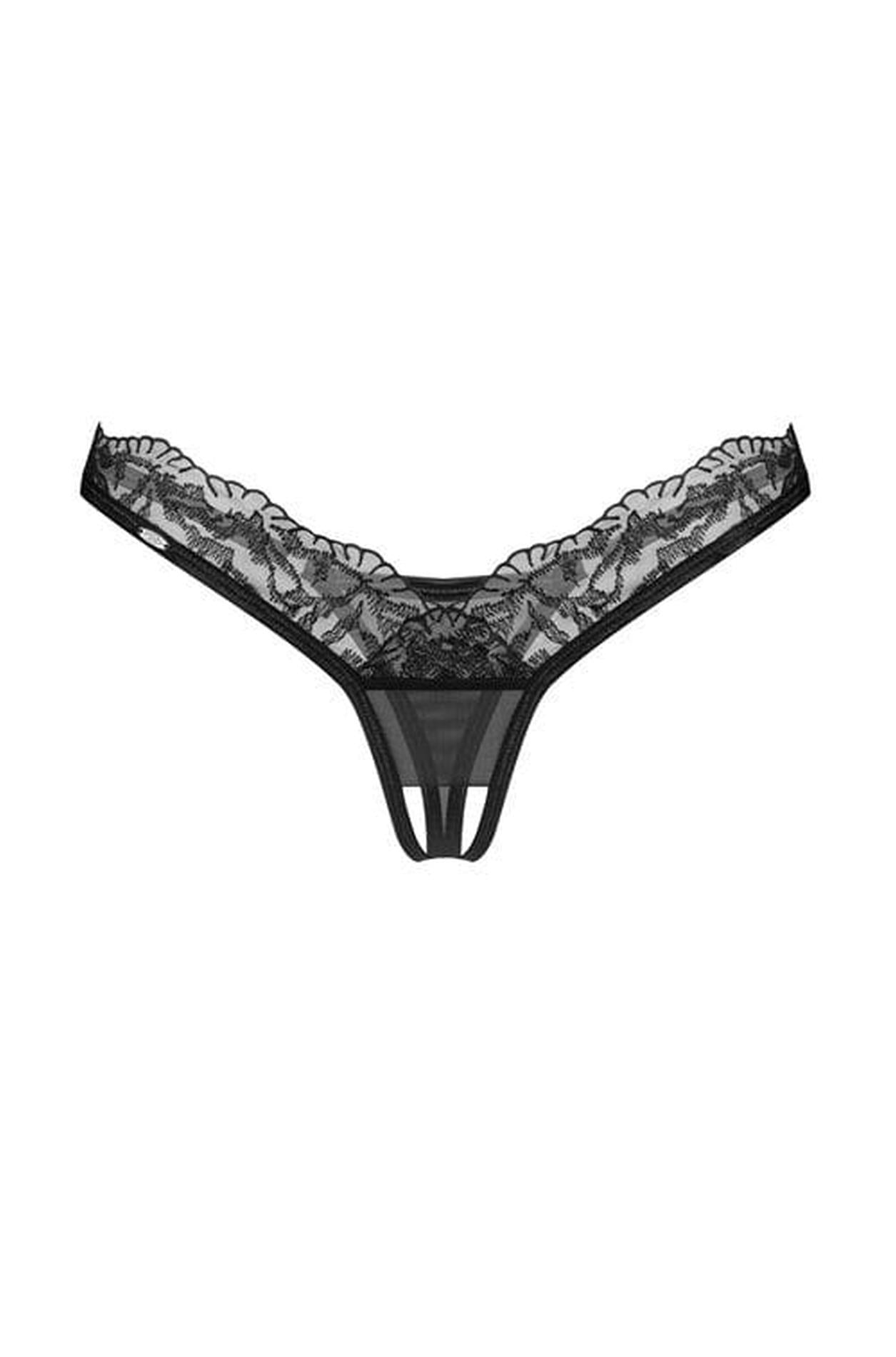 Obsessive Arrowel chiloți tanga cu dantelă negri 2XL/3XL