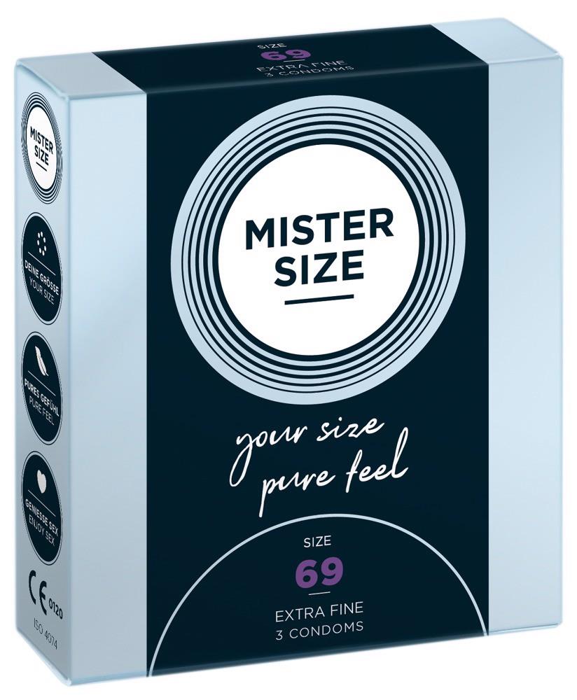 Prezervative vegane ultra-subțiri Mister Size 69 mm, 3 bucăți