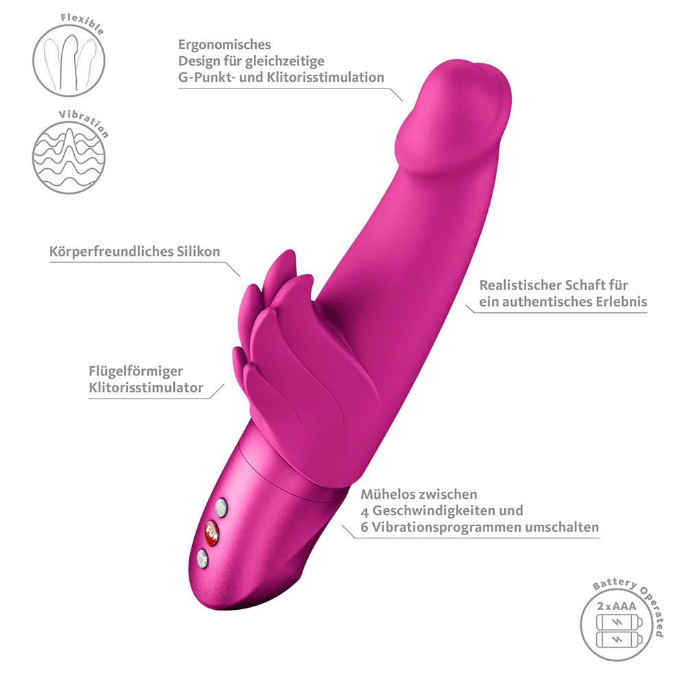 Vibrator Wicked Angel Bunny din silicon roz 9,5 cm Fun Factory