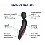 Aparat de masaj cu vibrații Satisfyer Wanderland XXL, negru, auriu-roz, 30 cm, USB
