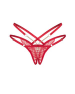 Matildea Obsessive Tanga cu dantelă deschisă Roșu 2XL/3XL