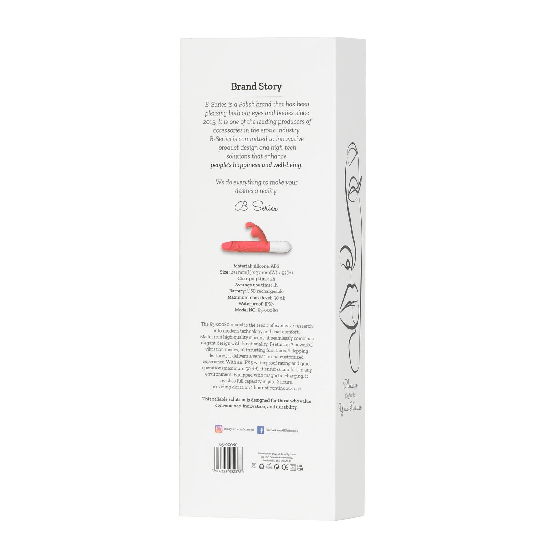 Vibrator din silicon Fox seria B, 7 vibrații, 10 mișcări, 7 timpi