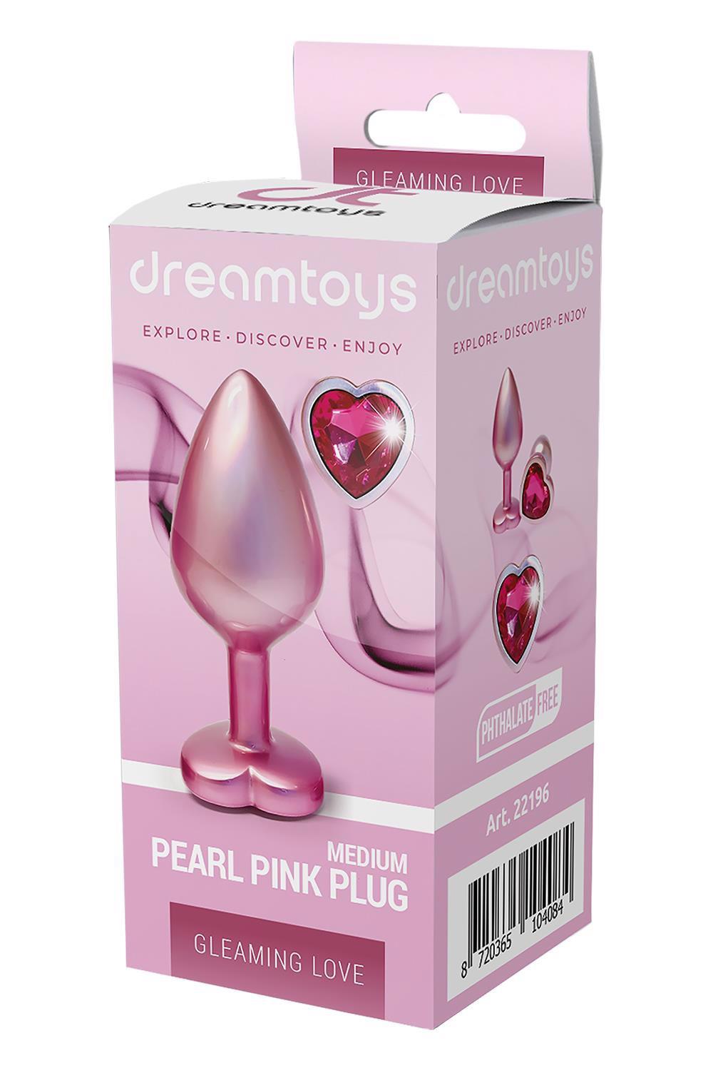 Plug anal din aluminiu Gleaming Love, roz perlat, mediu