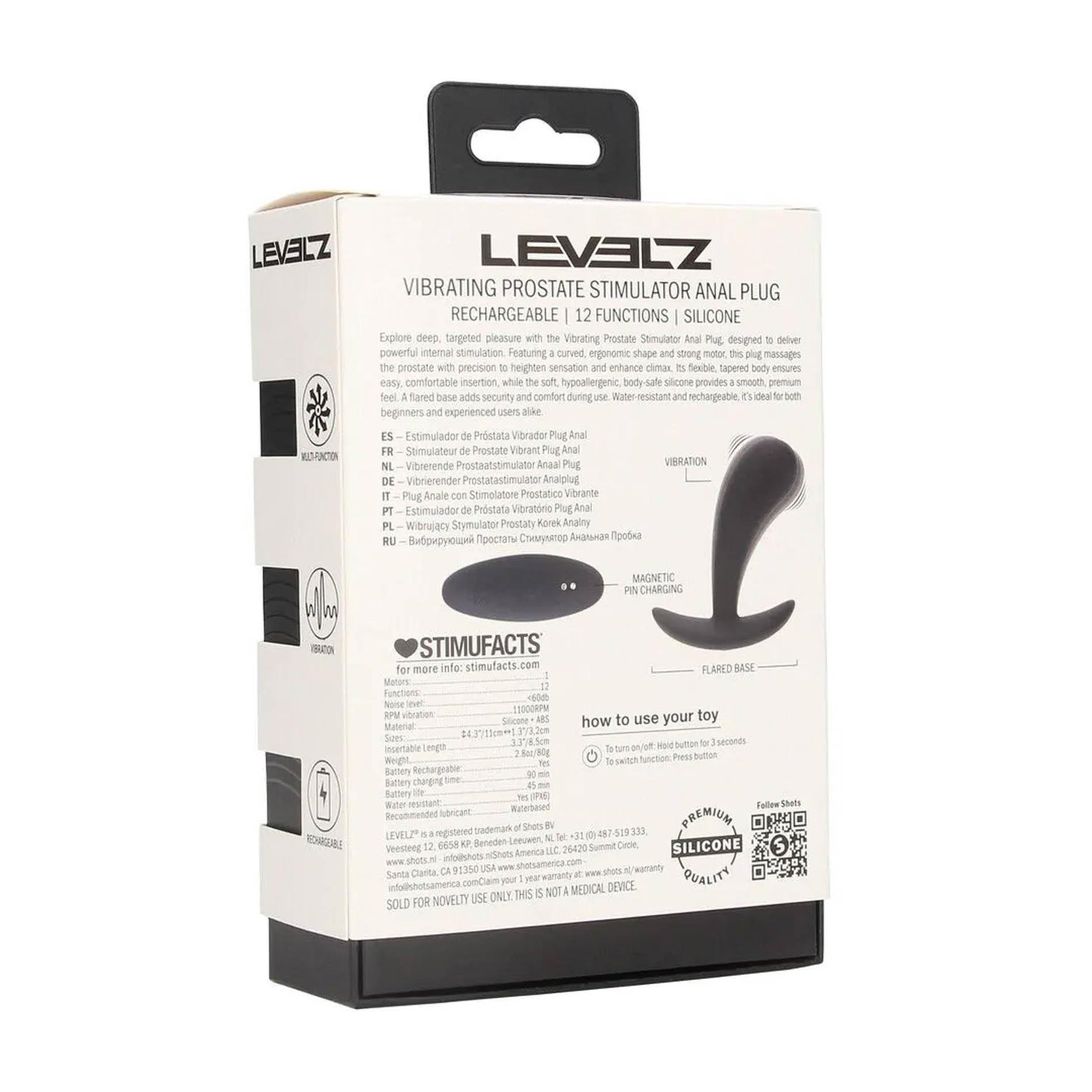 Levelz Vibrator Masaj Prostată Silicon Negru S