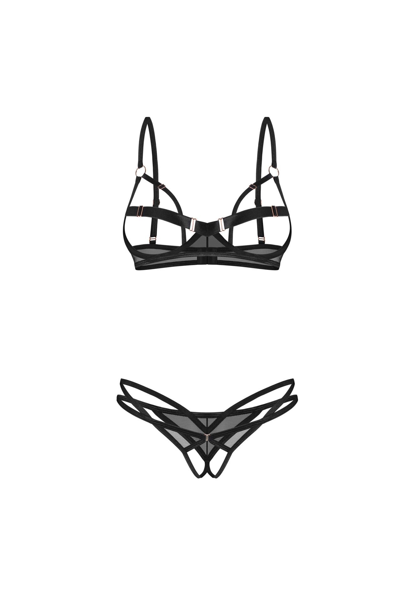 Set lenjerie intimă Euridia open Obsessive negru XS/S