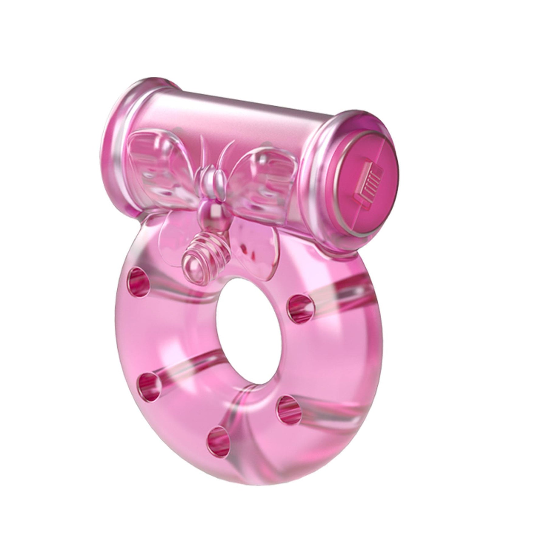 Inel vibrant pentru penis Baile cu fluture, roz