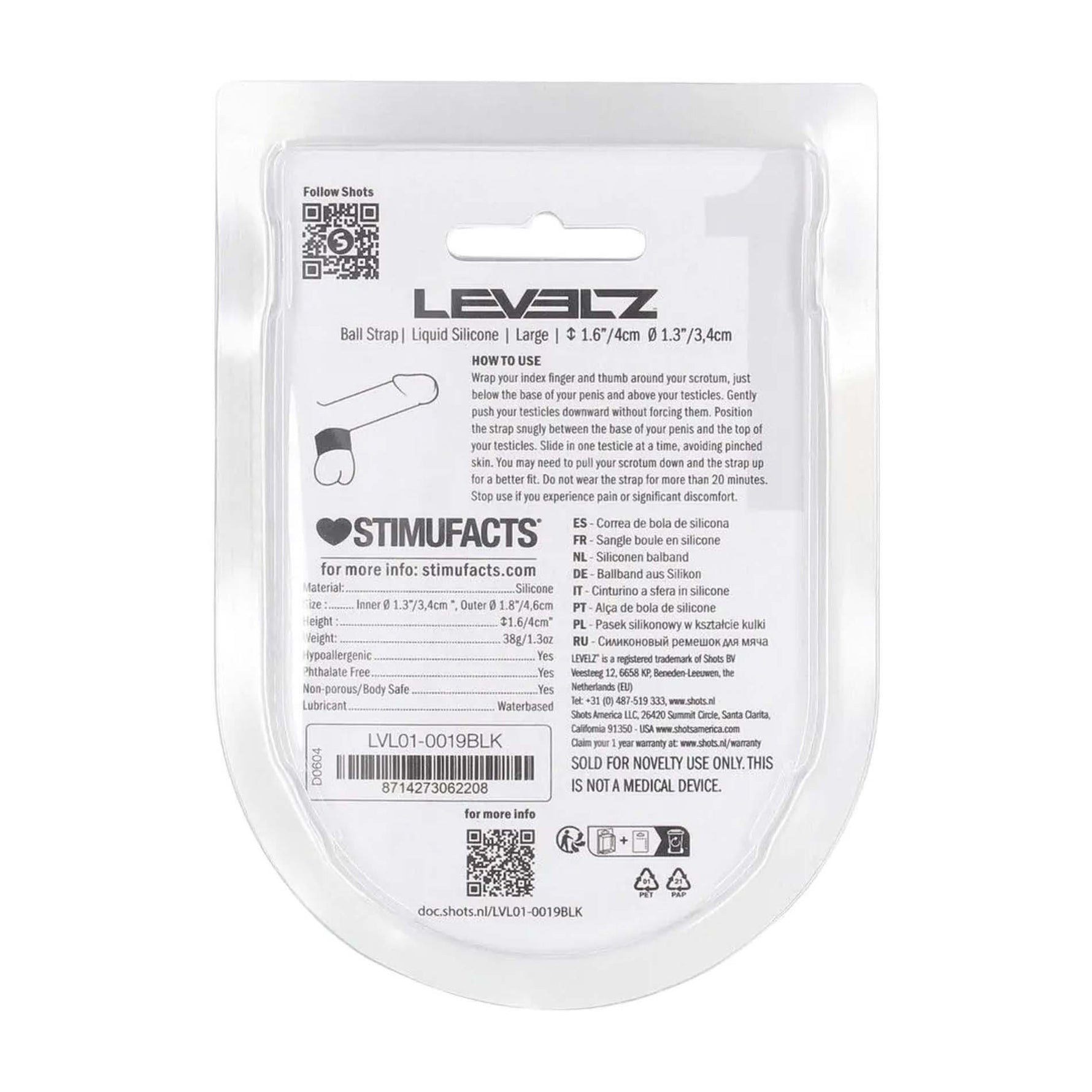Dispozitiv de întindere a testiculelor din silicon Levelz L 34mm Negru
