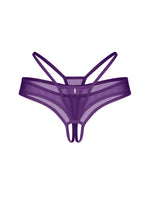 Tanga Obsessive violet cu imprimeu crotchless din plasă 2XL/3XL