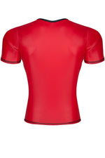 Tricou bărbătesc Regnes Fetish Planet wetlook cu guler în V, roșu, mărimea S