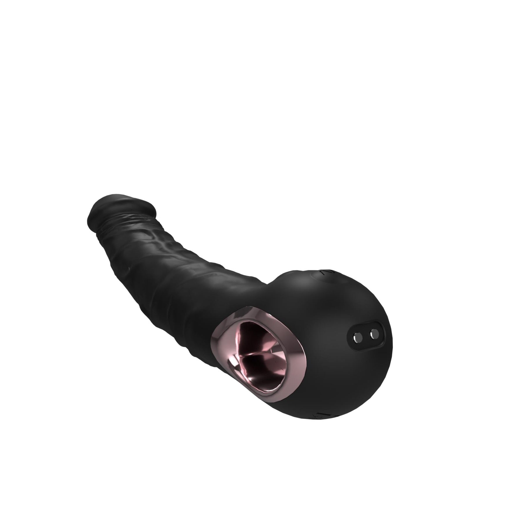 Vibrator Jump-O din silicon negru, realist, USB, impermeabil
