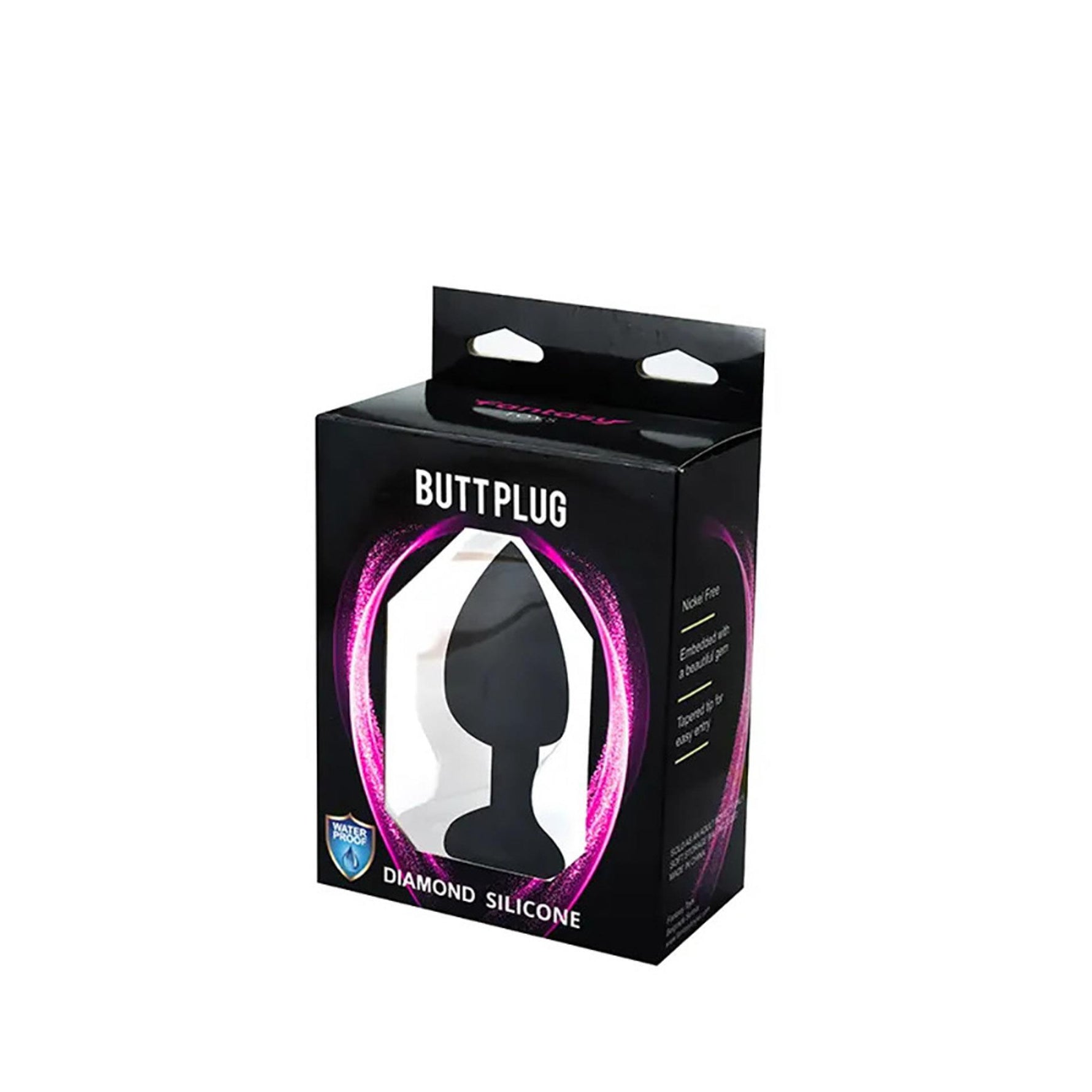 Plug anal din silicon cu inimă Fantasy Large negru cu cristal 9 cm