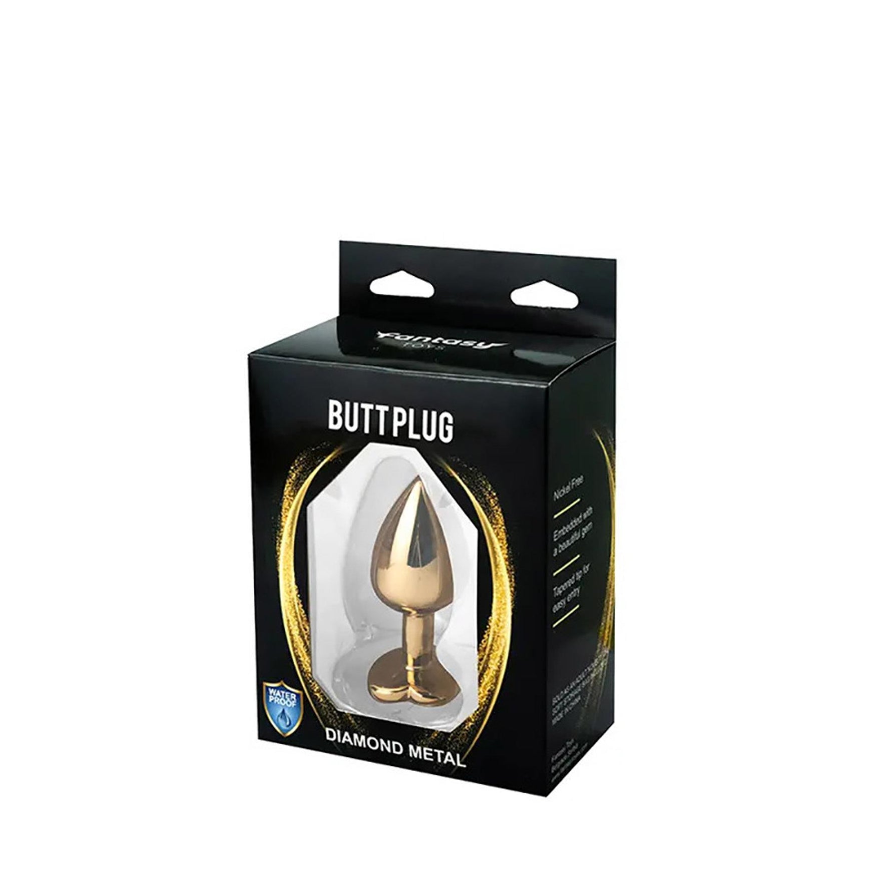 Plug anal cu inimă aurie și cristal roșu, mediu, 8 cm