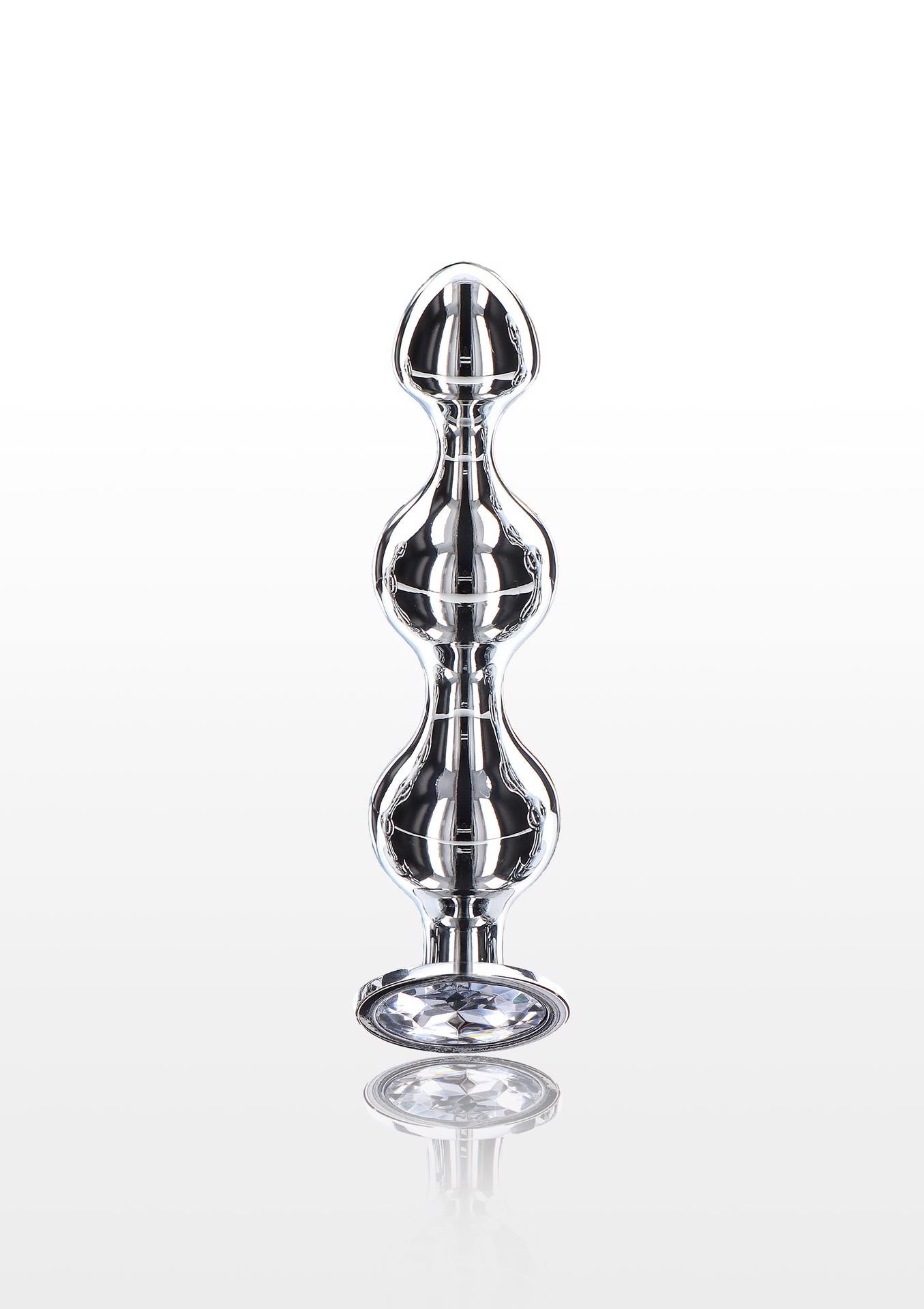 Mărgele anale Diamond Star Beads ToyJoy argintii, 11,7 cm