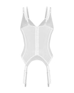 Corset Obsessive Arrowel din dantelă transparentă, alb, L/XL