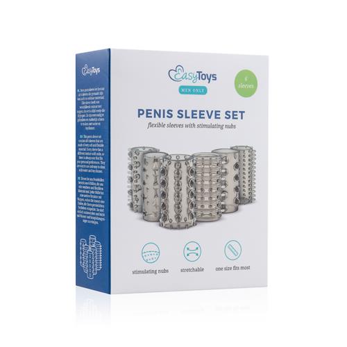 Set de 6 manșoane pentru penis EasyToys TPE, transparente