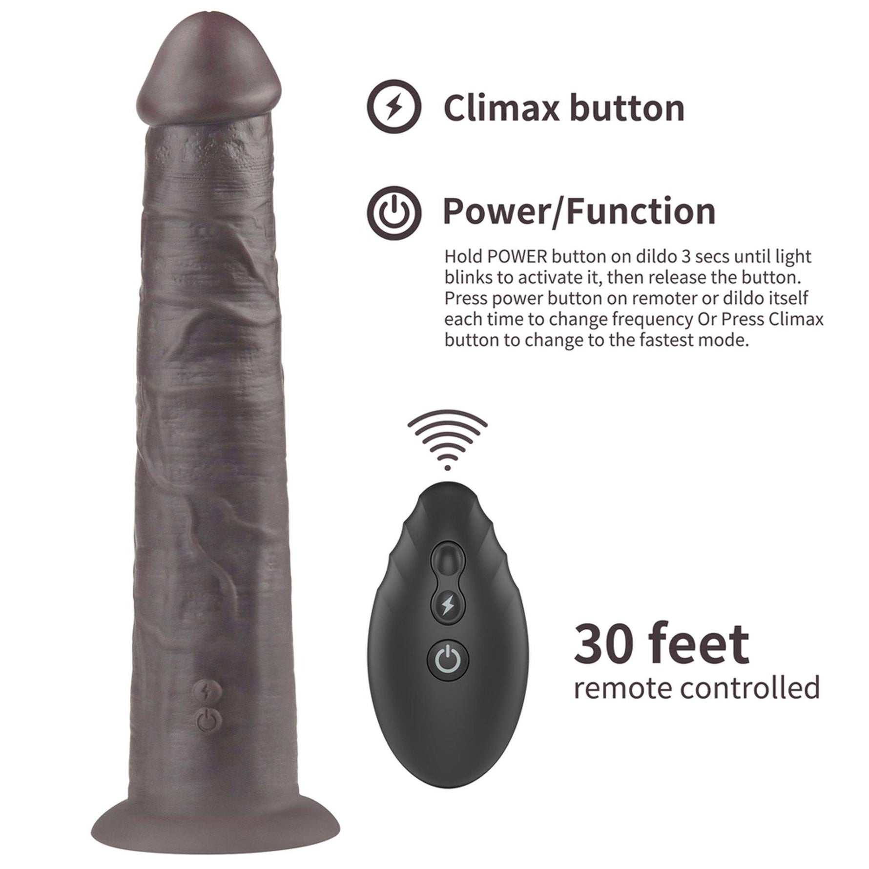 Dildo realist Lovetoy, silicon dublu strat, 25 cm, rotativ, cu telecomandă