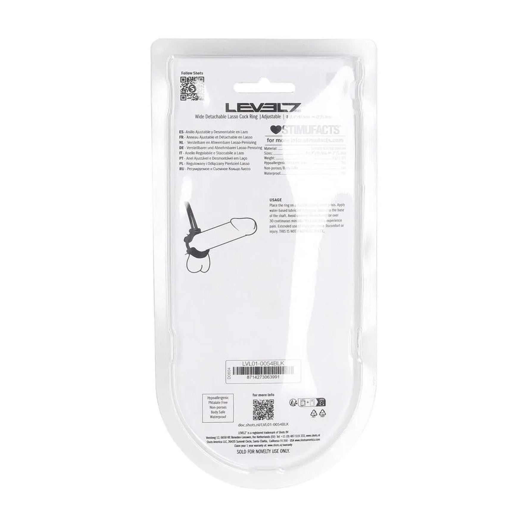 Inel de penis reglabil din silicon Levelz cu cursor, negru