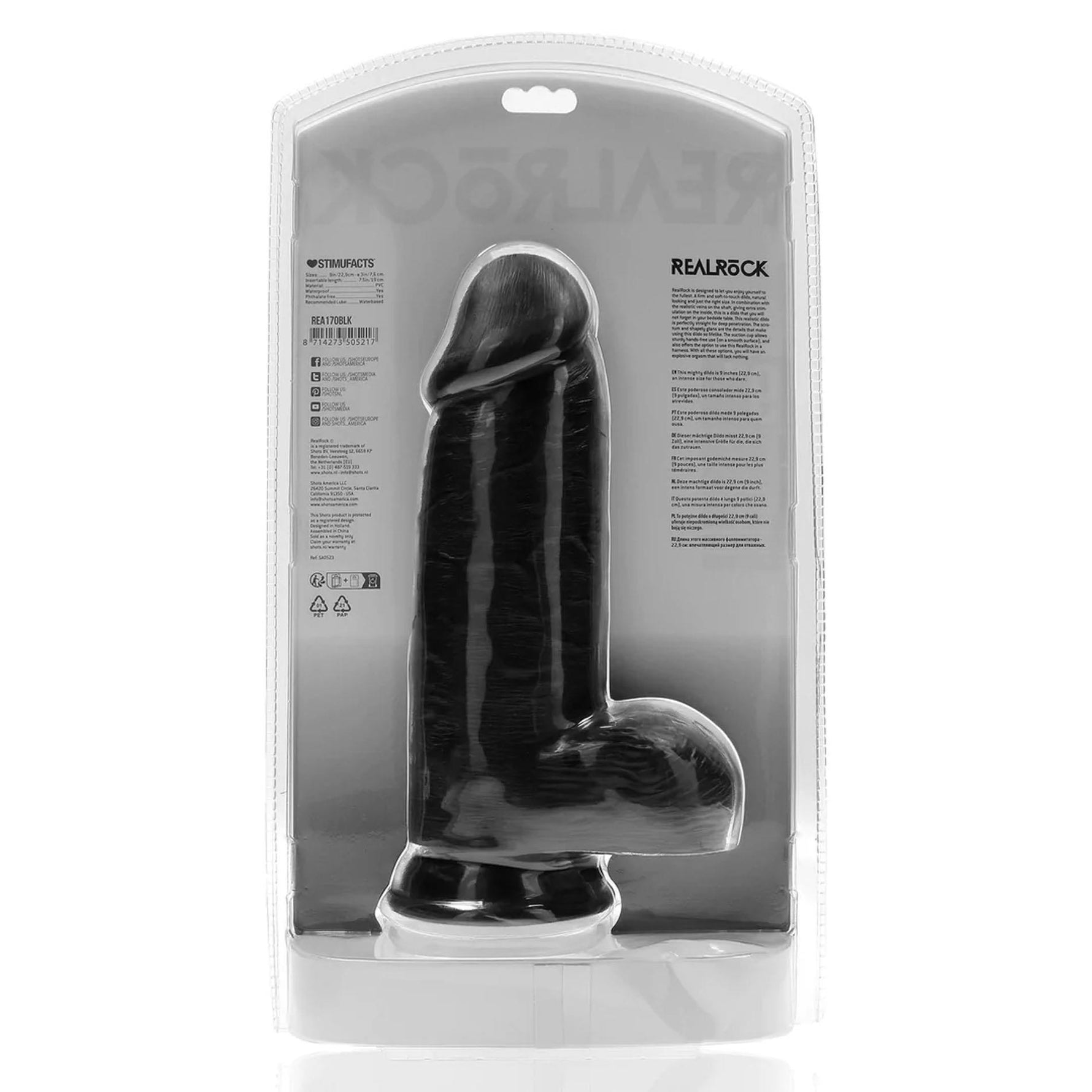 Dildo realist gros RealRock cu scrot 23 cm negru