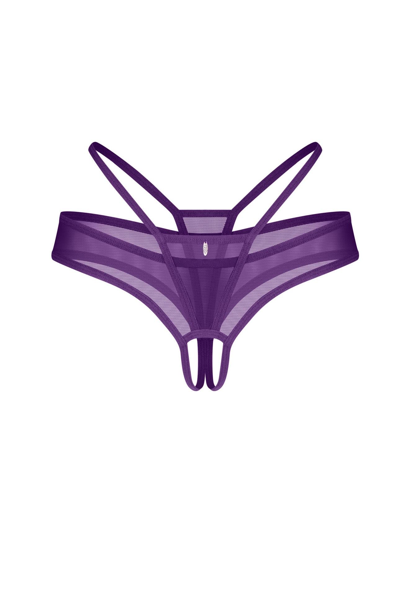 Tanga Obsessive mov, fără bretele, din plasă, S/M