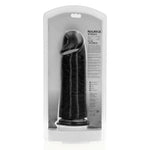 Dildo realist RealRock gros, drept, fără testicule, 25 cm, negru