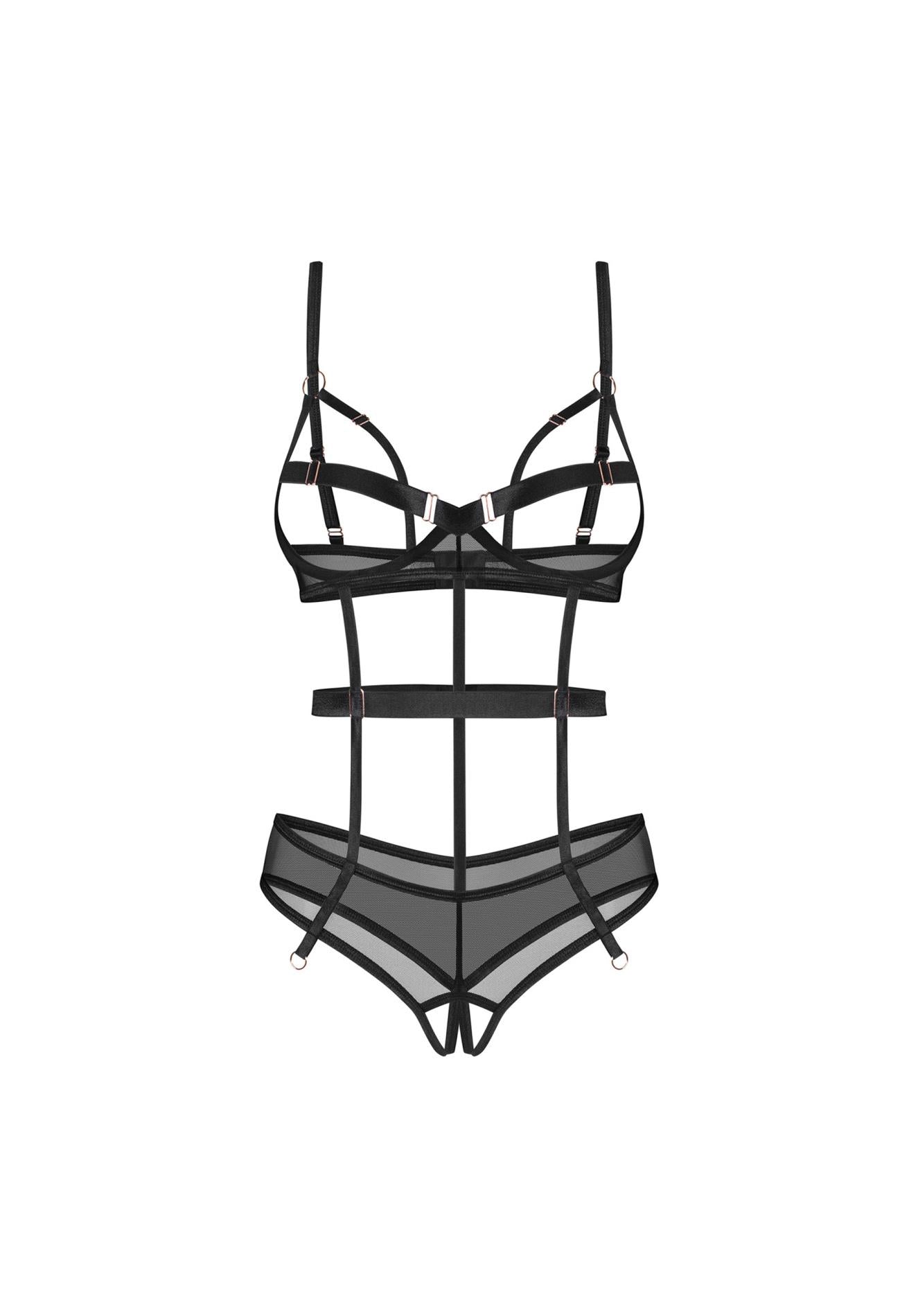 Body erotic Obsessive Euridia cu imprimeu deschis, negru, M/L